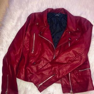Burgundy Jacket, with silver zippers